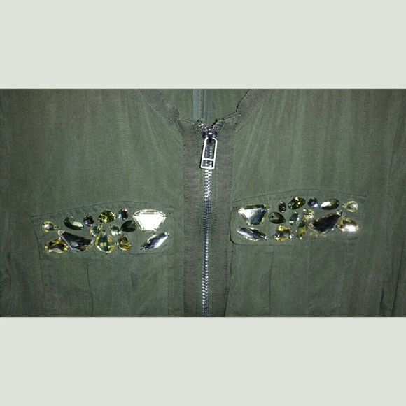 H&M jeweled $$ green jacket