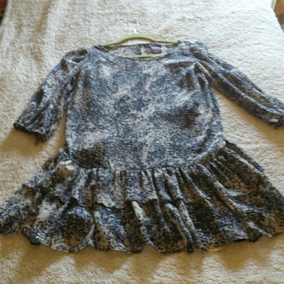 Blue Flower Dress with Drop Waist
