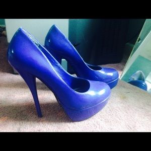 Blue platform heels size 6