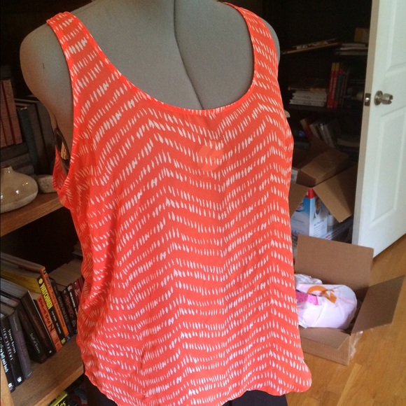 Sheer orange and white tank. Summery!