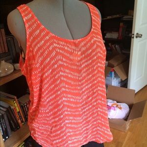 Sheer orange and white tank. Summery!