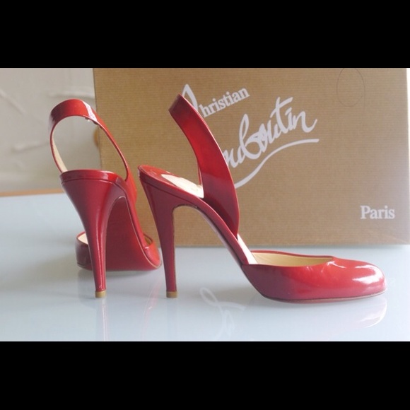 CHRISTIAN LOUBOUTIN RED PATENT SLINGBACK 35 5