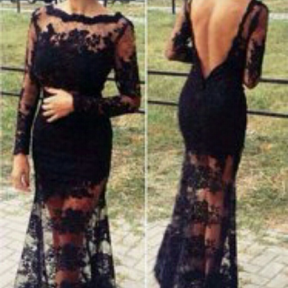 Sexy black lace dress