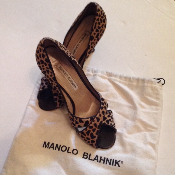 Manolo Blahnik Shoes - Calf Hair Peep Toe Manolo Blahnik Heel 3 1/2" heel