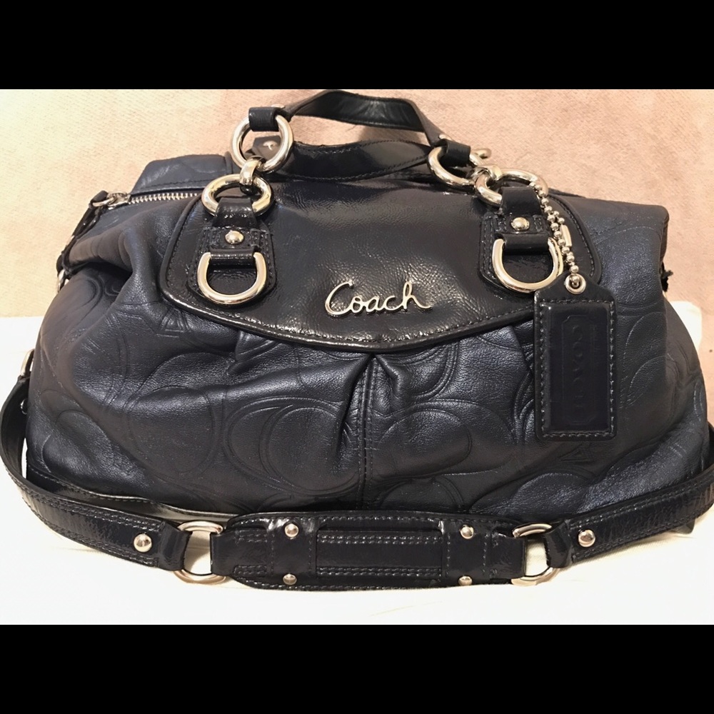 Coach embossed blue leather satchel. Rare find.