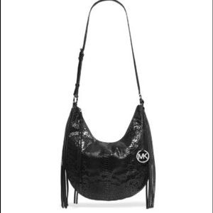 Michael Kors RHEA EMBOSSED-LEATHER SHOULDER BAG