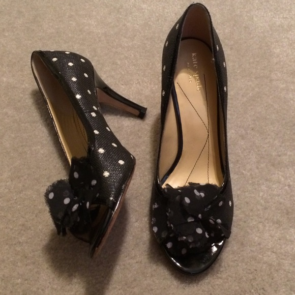 kate spade Shoes - Kate Spade Black and White Polka Dot Hells