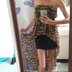 Cheetah print high low chiffon dress