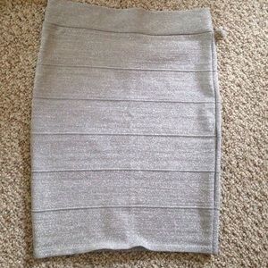 Silver pencil skirt