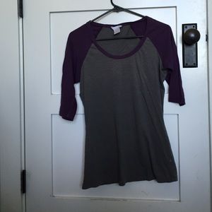 Purple and grey baseball tee