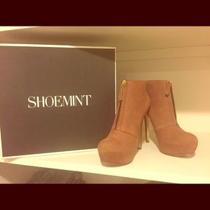 Shoemint suede stiletto booties.