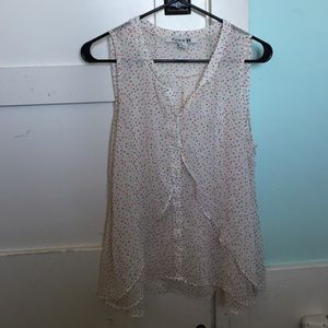 Polka dot button up sleeveless blouse