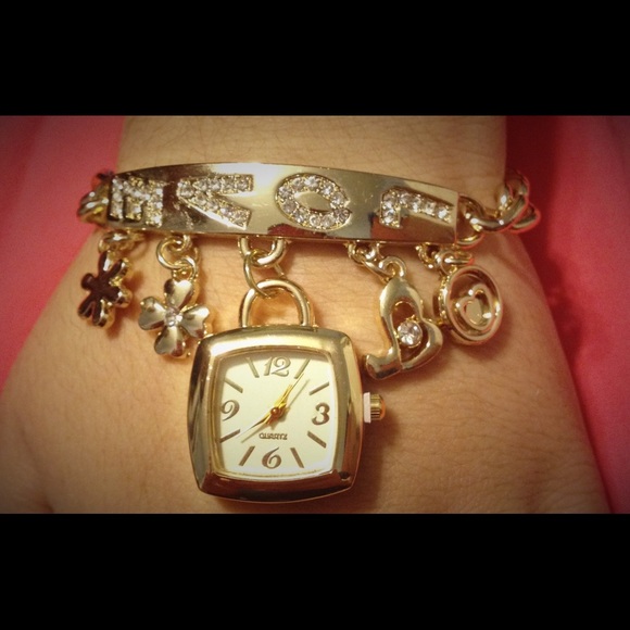 Love watch charm bracelet