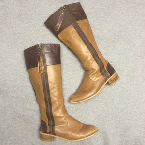 Fall brown leather two toned riding boots size 8