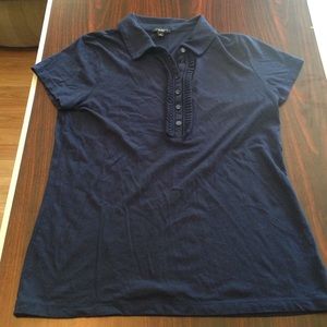 TALBOTS NAVY RUFFLE POLO M