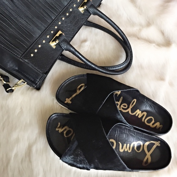Sam Edelman Shoes - Sam Edelman Adora Black Calf Hair Slip-On Sandals