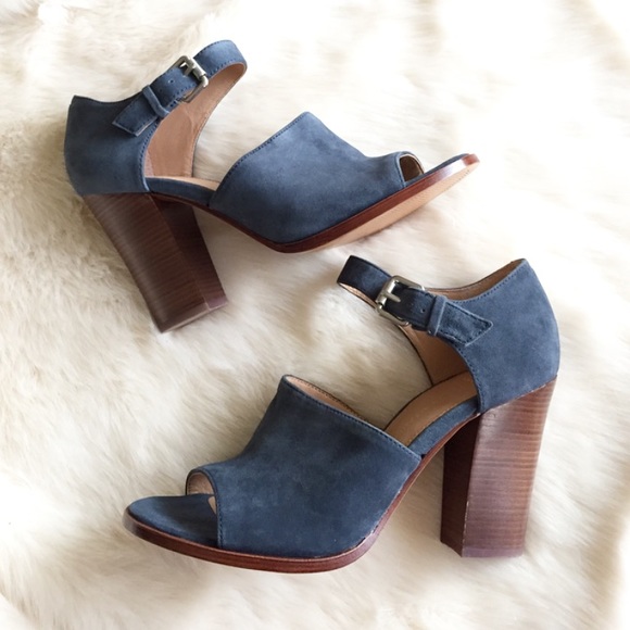 Vince Camuto Shoes - Vince Camuto Blue Suede Chunky Heel Mule