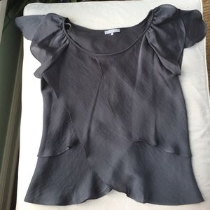 Grey ruffled top