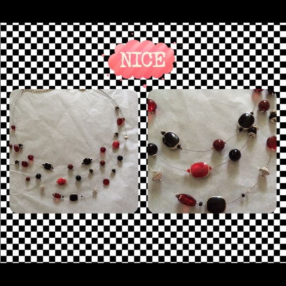 Red and black beaded necklace.