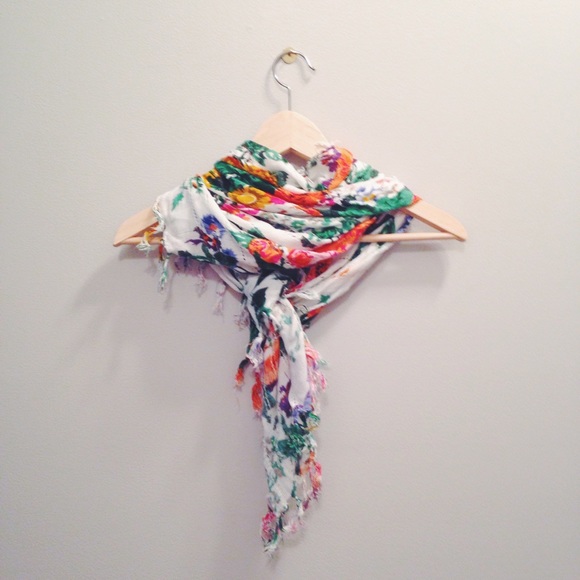 White Floral Scarf (available until Jan. 2) - Picture 2 of 3