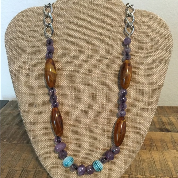 Handcrafted beaded and metal necklace