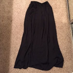 Zara black silk maxi skirt