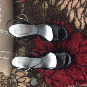 Black patent leather sandals