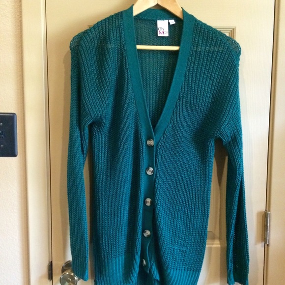 NWOT OhMG green knit cardigan
