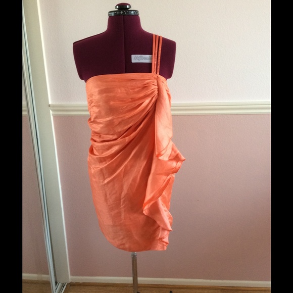 🎉SALE🎉 Orange Bandeau Bebe Dress - Picture 1 of 3