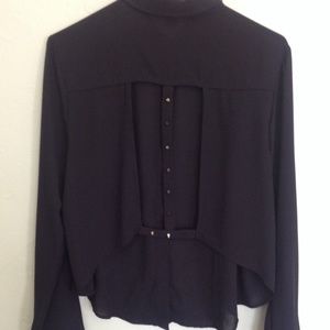 H&M Black Button up with cut out back.
