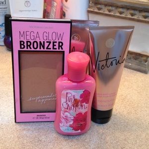 VS bronzer, lotion, body wash