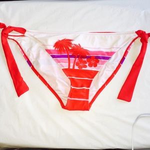 NWT Red Prnted Bathing Suit Bottom with tie sides