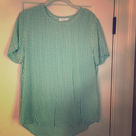 Equipment green and white silk blouse