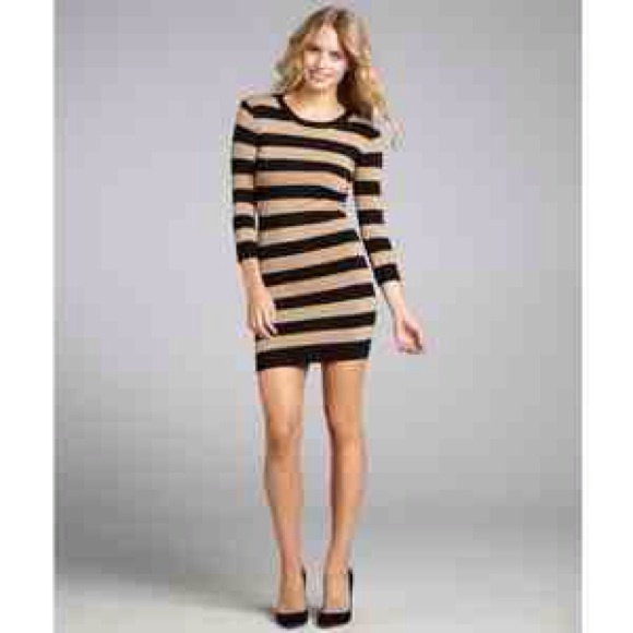French Connection Camel & Black Bambi Knit Dress