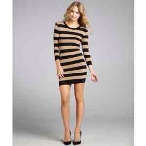 French Connection Camel & Black Bambi Knit Dress