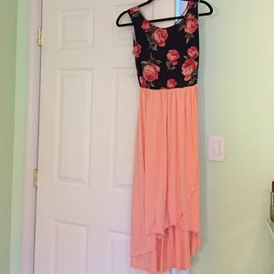 Floral and coral long dress