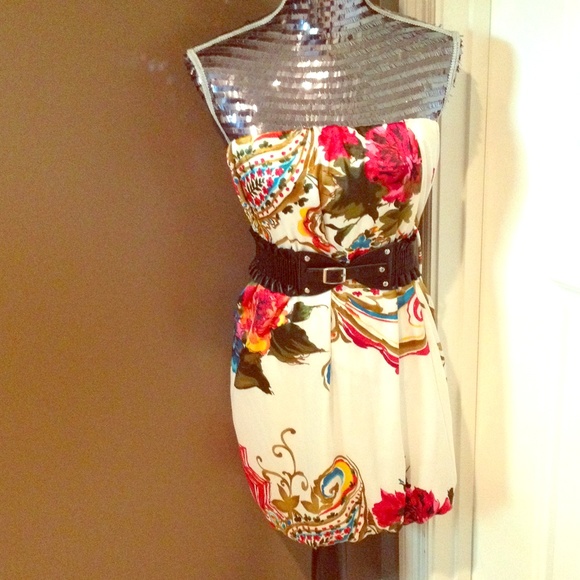 Strapless Floral Dress