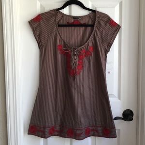 Free People brown and red cotton tunic