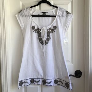 Free People white and gray cotton tunic