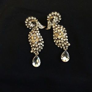 Long silver and gold earrings