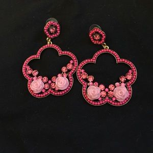 Pink rose earrings