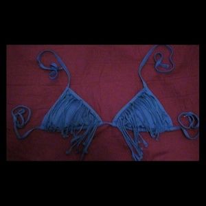 Blue fringe bikini top
