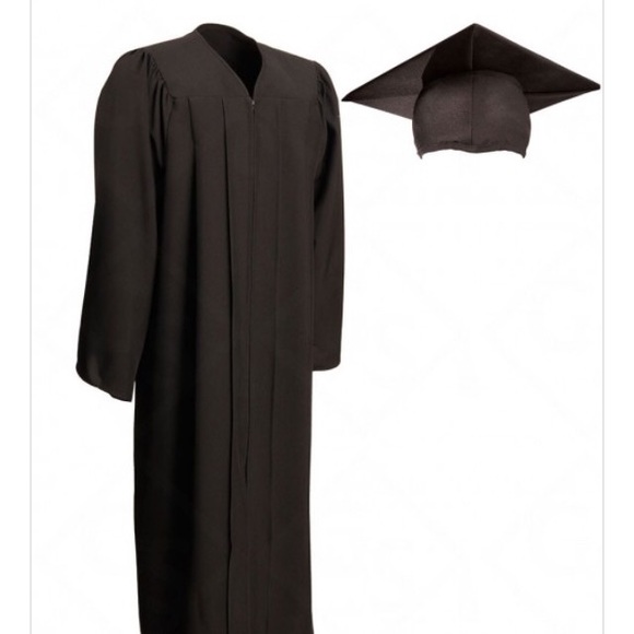 Matte black cap and gown for graduation