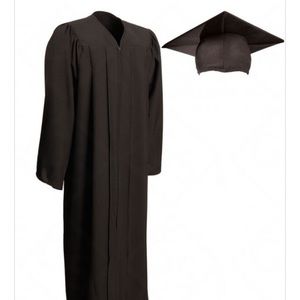 Matte black cap and gown for graduation