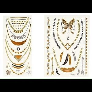 Bundle of 2 sets Metallic Flash Temporary Tattoos
