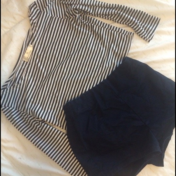 Striped crop top and Urban Outfitter shorts Bundle