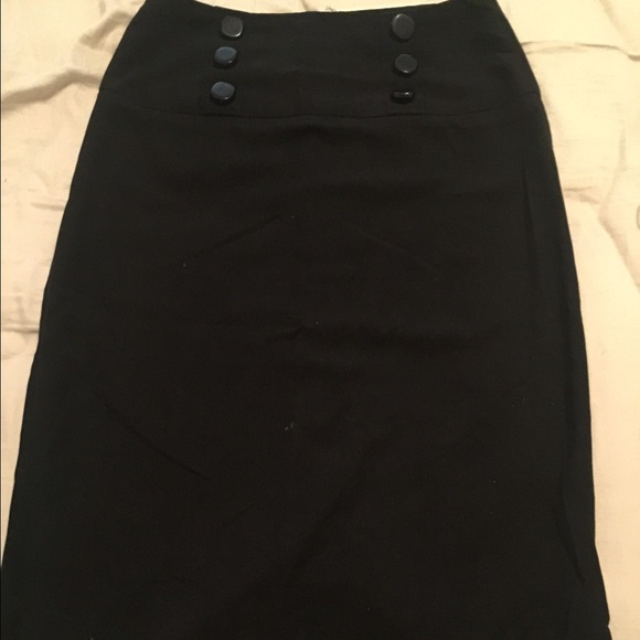 Black pencil skirt with 6 buttons on front