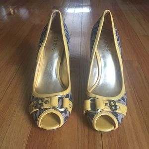 GUESS cheetah peep toe heel