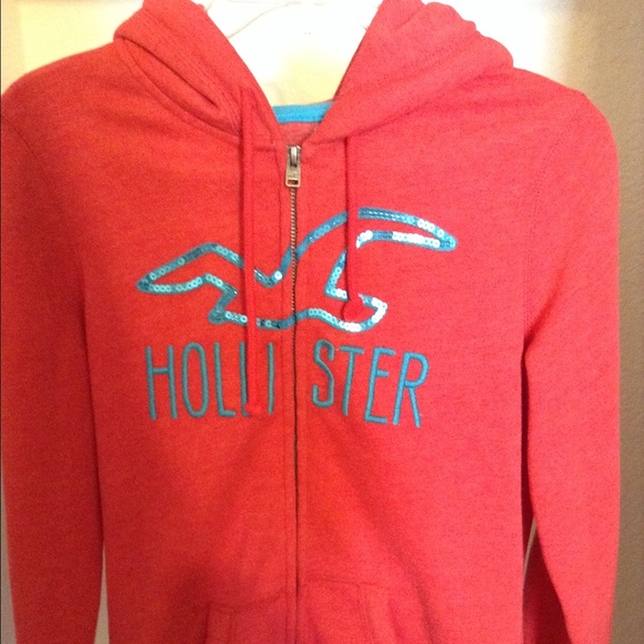 Red and Blue Hollister Zip Up Hoodie Jacket - Picture 1 of 4