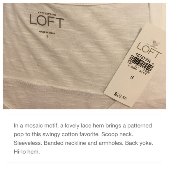 🍎 Sold in Bundle 🍎 LOFT Lace Hem Tank in White - Picture 3 of 3